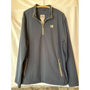 Mens Cinch Light Weight Quarter Zip Navy Tan Pullover ,‎ Sz M